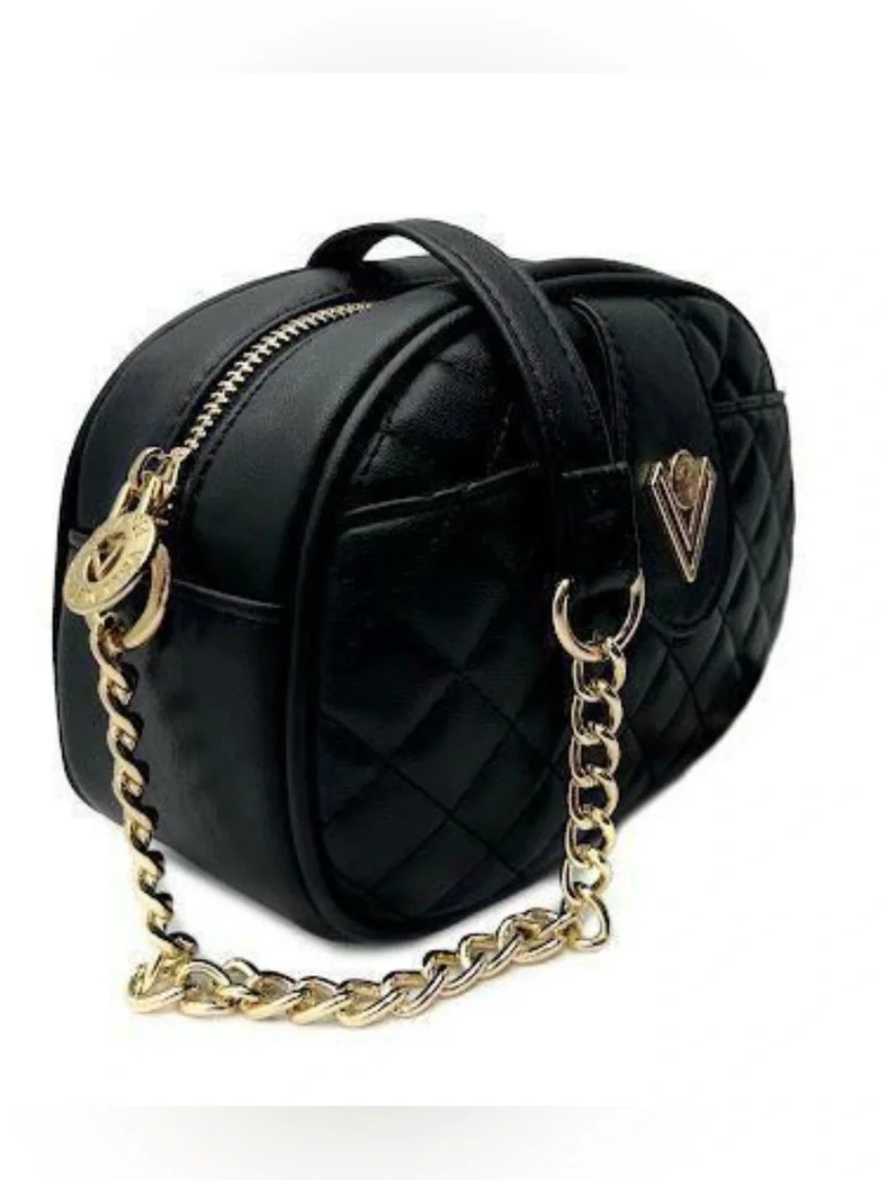 Valentino Orlandi Black Quilted Crossbody Oval Camera Bag NWT Retail $129 - Picture 2 of 4